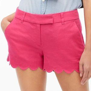 J. Crew Pink Linen-Cotton Scalloped Hem Short 10